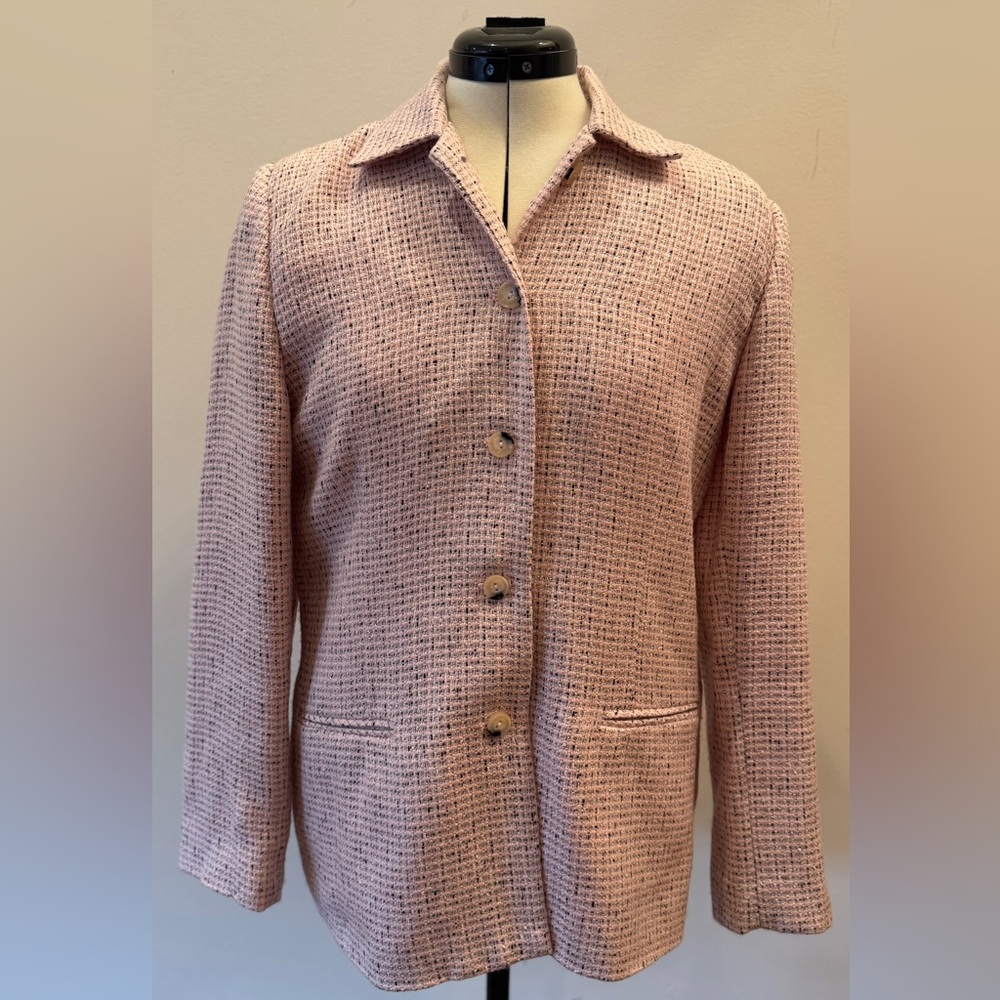 Vintage Pink Textured Blazer Sag Harbor Size 10 Tweed Style Jacket